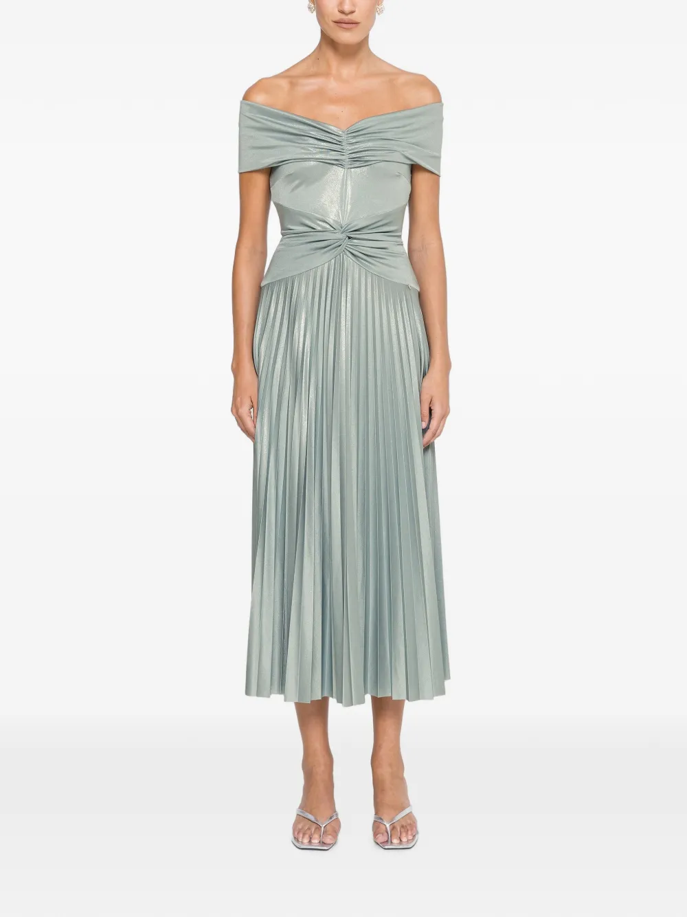 NISSA pleated off-shoulder dress - Grün