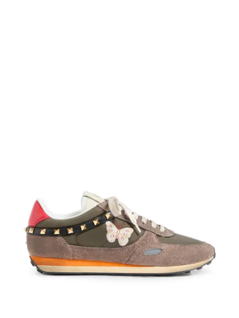 Valentino Garavani Stud Up in split leather and nylon with butterfly embroidery