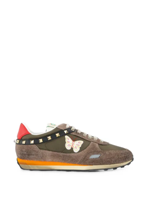Valentino Garavani Stud Up in split leather and nylon with butterfly embroidery