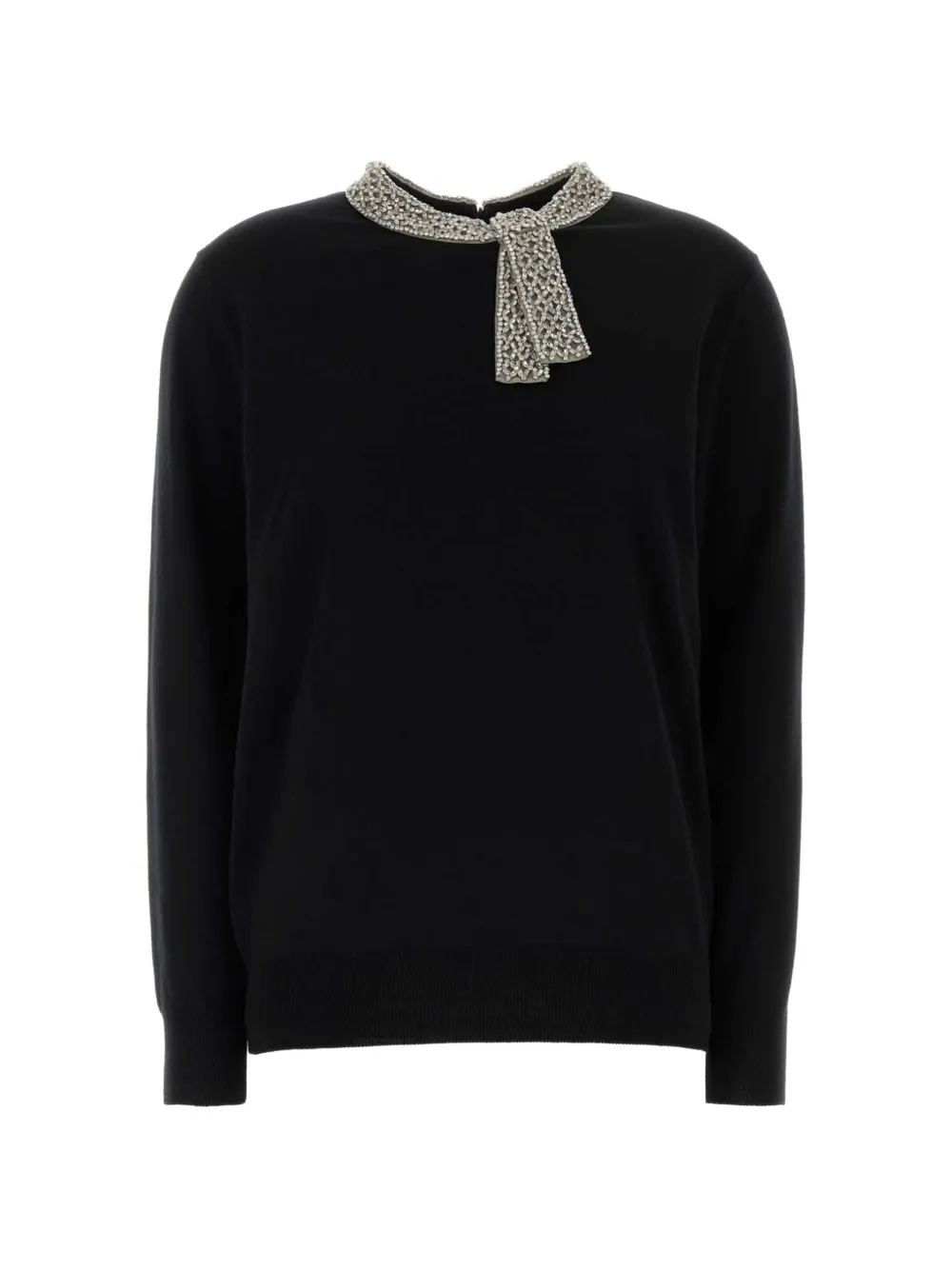 Valentino Garavani crystal-embellished pussy-bow sweater - Nero