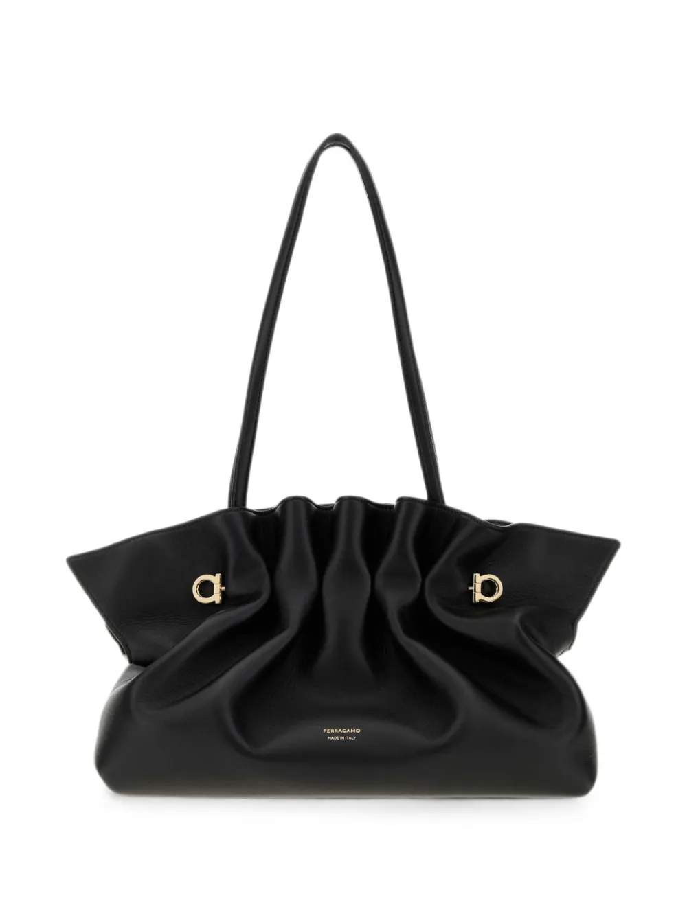Ferragamo Gancini ruched shoulder bag - Schwarz