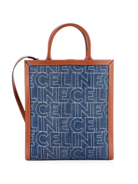 Celine Pre-Owned Vertical Cabas Triomphe Denim and Leather Small tote bag