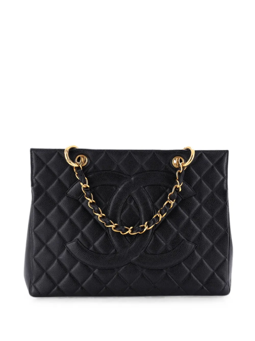 Pre-owned Chanel Grand Shopping Quilted Caviar Tote Bag In Black