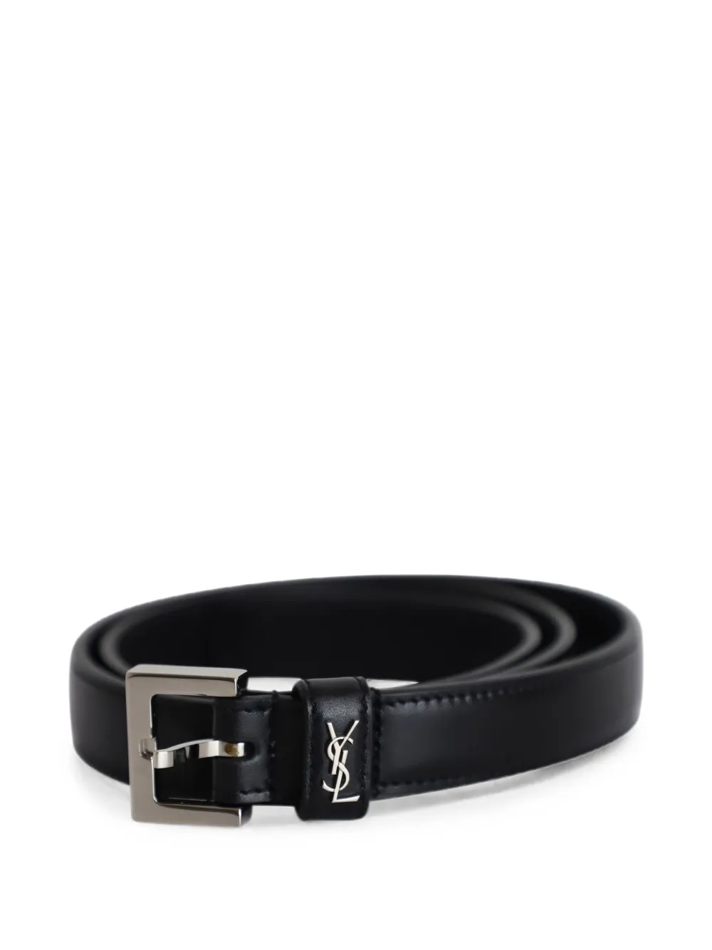 Pre-owned Saint Laurent Monogram Buckle Belt In Black
