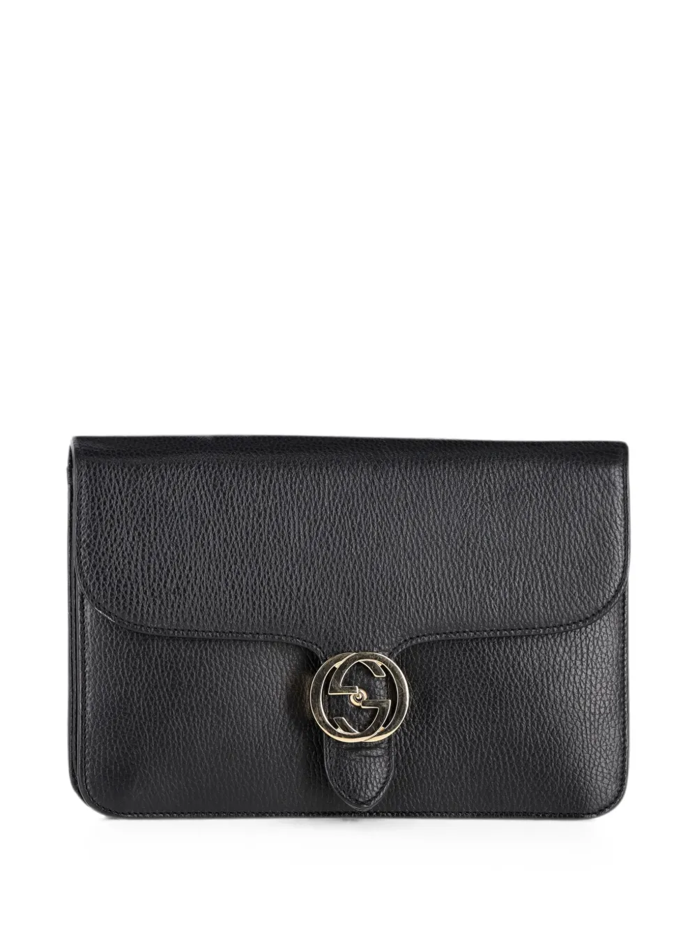 Gucci Pre-Owned Interlocking G pebbled shoulder bag - Black