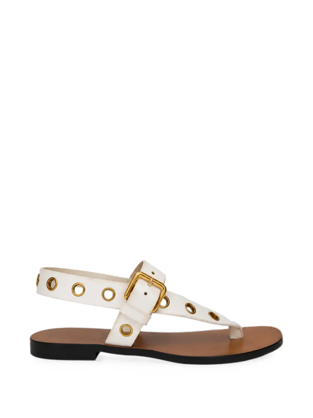 Pre-owned Celine Eyelet T-strap Sandals In White