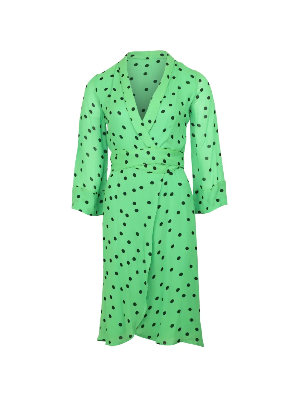 GANNI polka dot wrap dress - Green