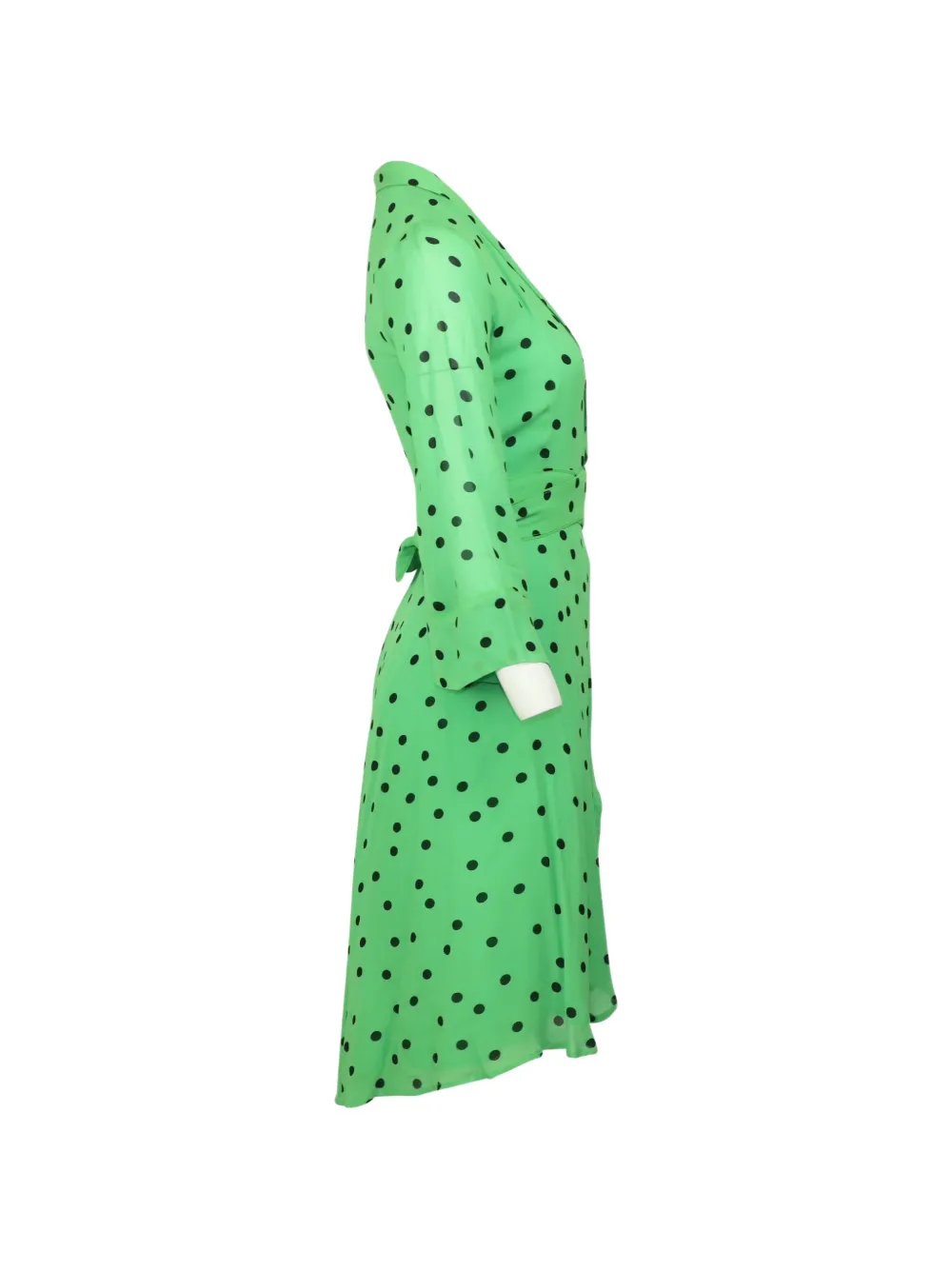 Pre-owned Ganni Polka Dot Wrap Dress In Green