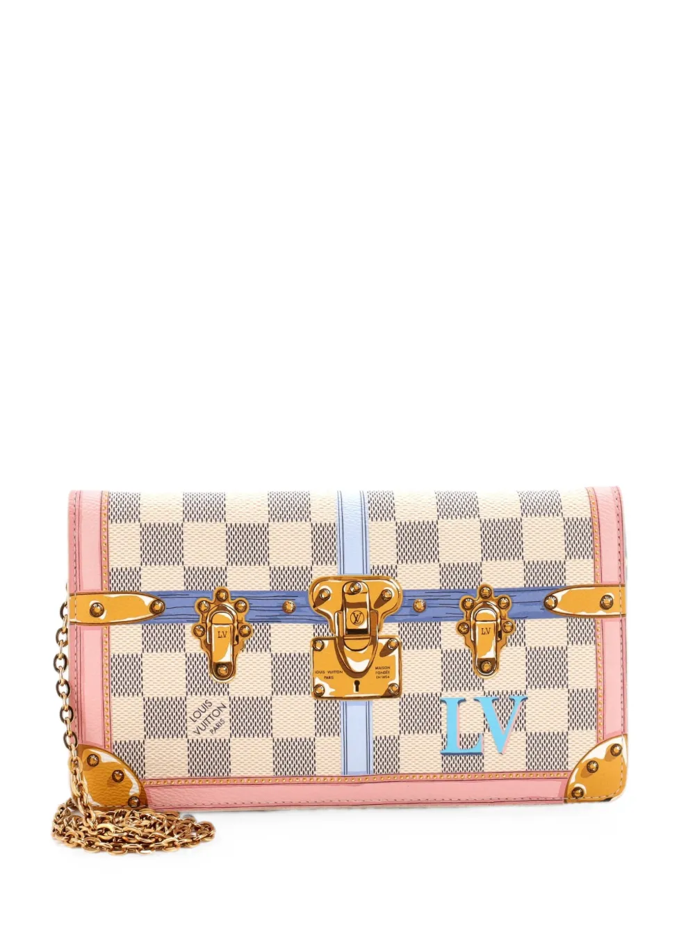 Pre-owned Louis Vuitton Weekend Pochette Limited Edition Damier Summer Trunks Clutch Bag In Multicolour