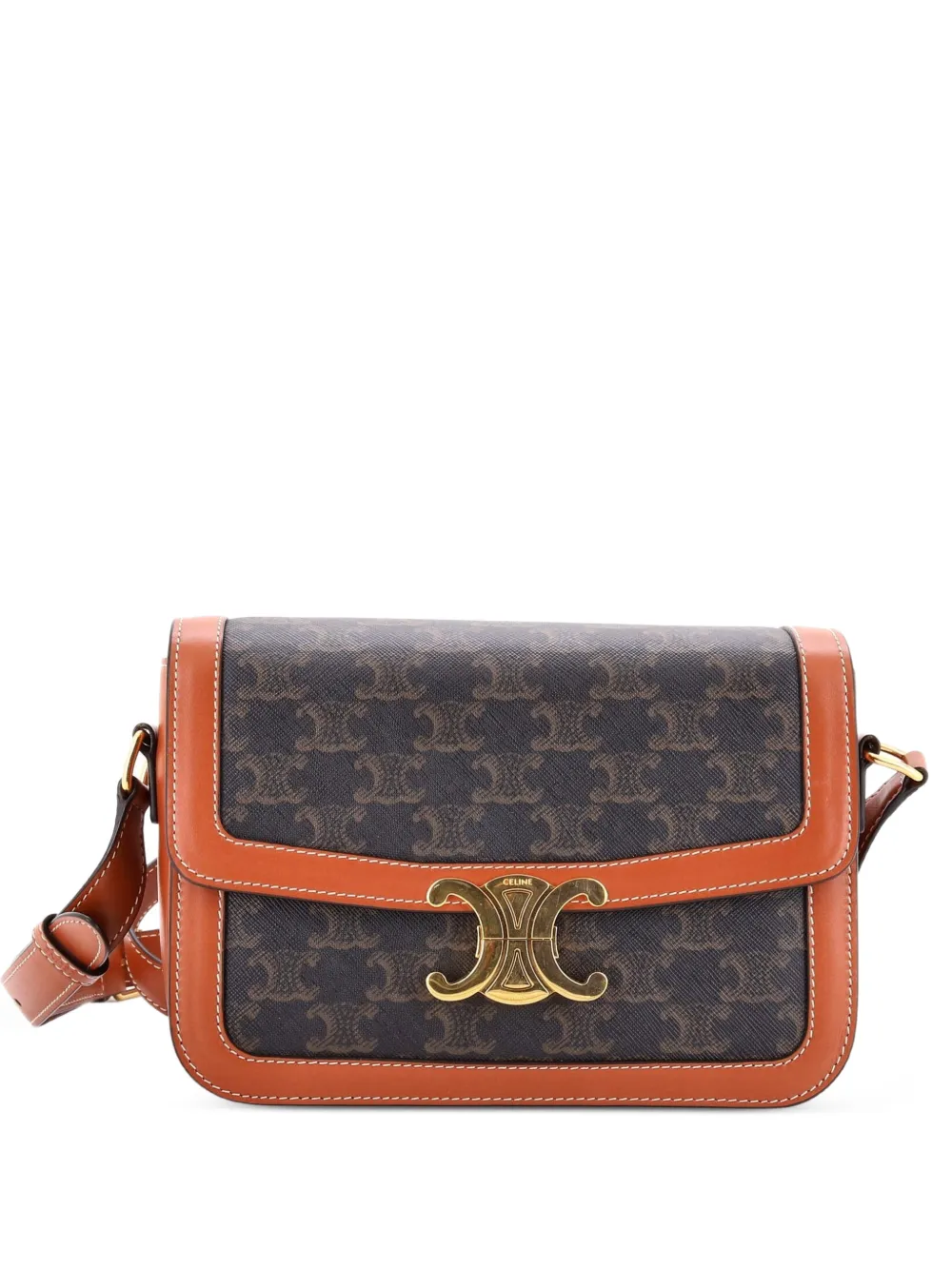 Celine Pre-Owned Mittelgroße Triomphe Schultertasche aus beschichtetem Canvas - Braun