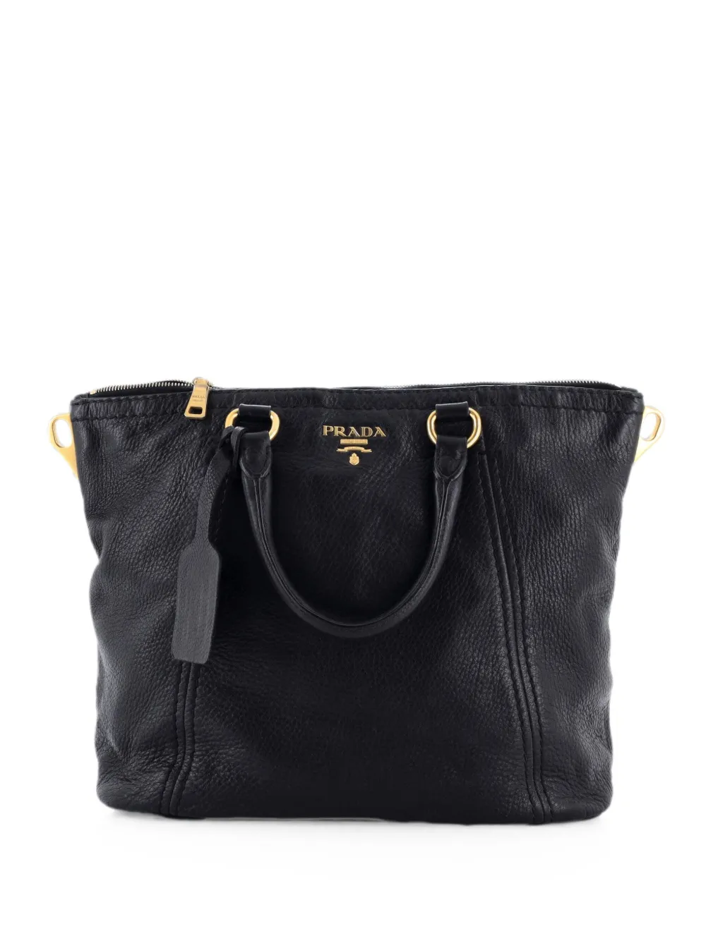 Prada Pre-Owned Große Vitello Daino Tote Bag mit Seitentasche - Schwarz