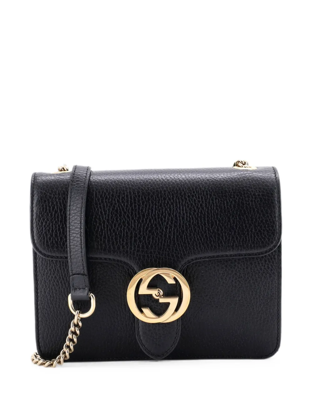 Gucci Pre-Owned Borsa a tracolla GG piccola in pelle con catena - Nero