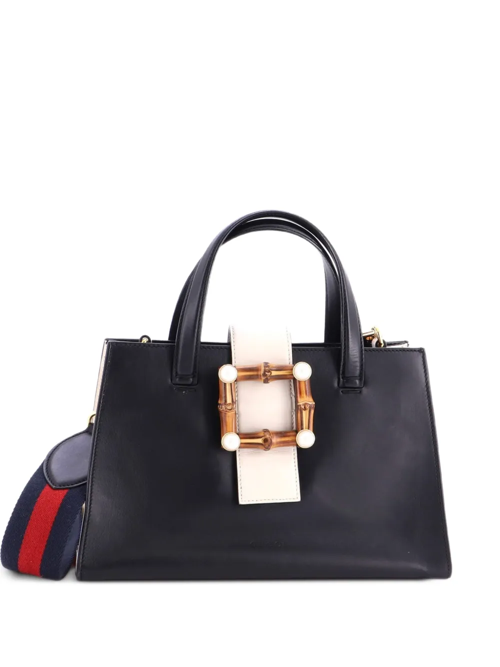 Gucci Pre-Owned Borsa tote piccola in pelle con fibbia in bambù - Nero