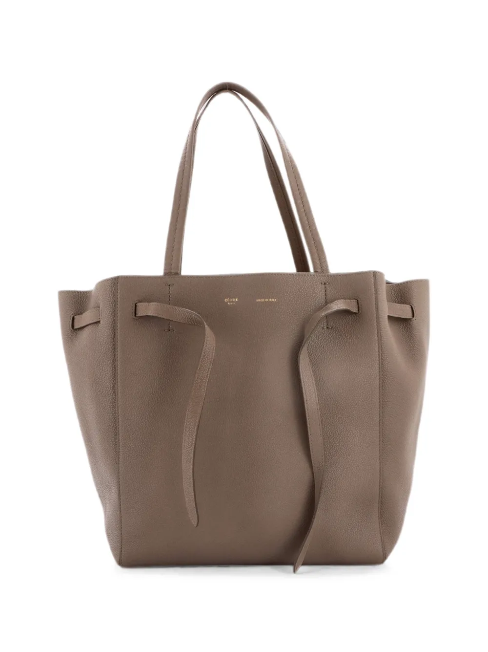 Pre-owned Celine Phantom Tie Cabas Tassel Leather Small Tote Bag In Grey