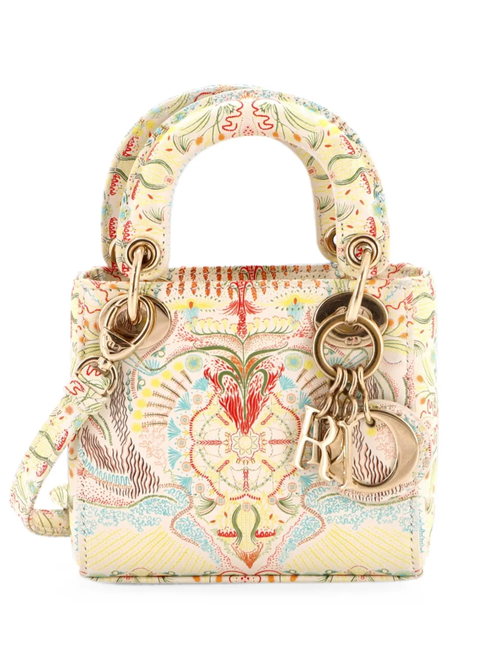 Pre-owned Dior Lady Bag Embroidered Calfskin Mini Satchel In Multicolour