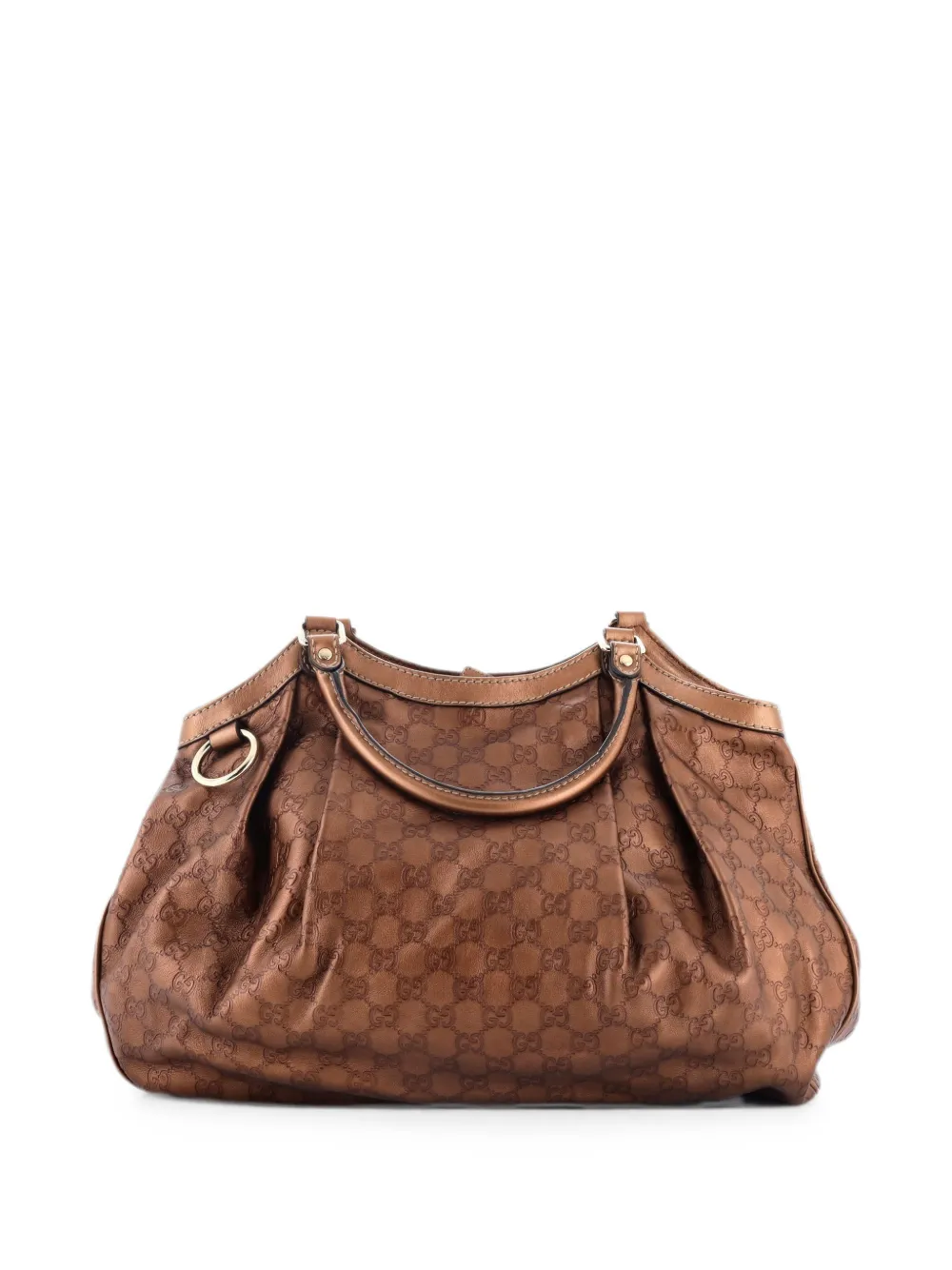 Pre-owned Gucci Sukey Ssima Leather Large Tote Bag In Brown
