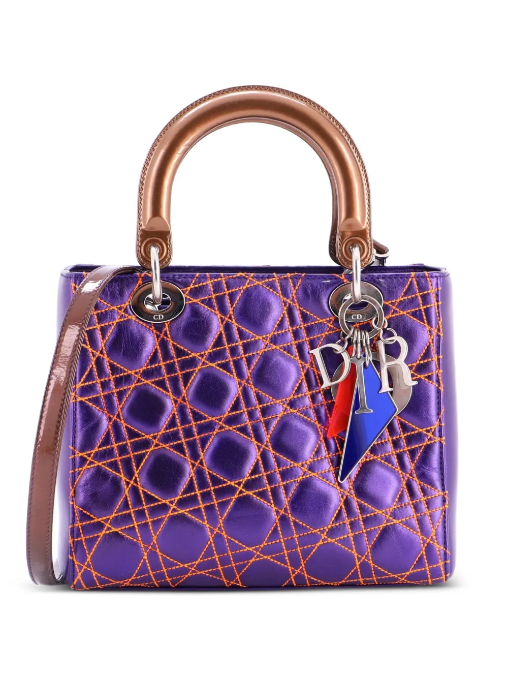 Christian Dior Pre-Owned Mittelgroße Lady Dior Tasche mit Cannage-Steppung - Violett