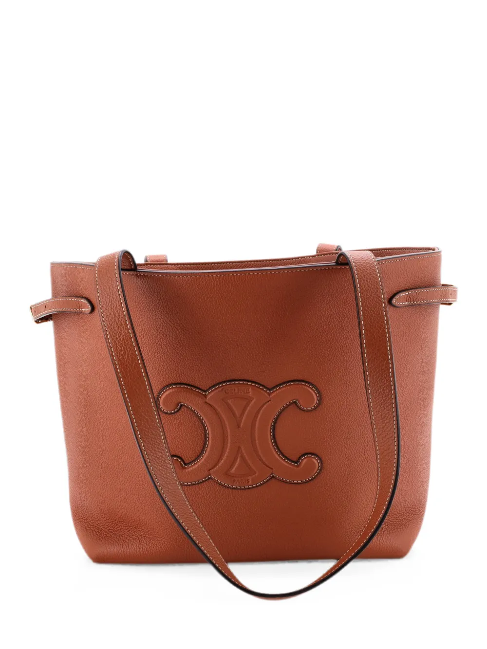 Pre-owned Celine Anais Cabas Leather Small Tote Bag In Brown