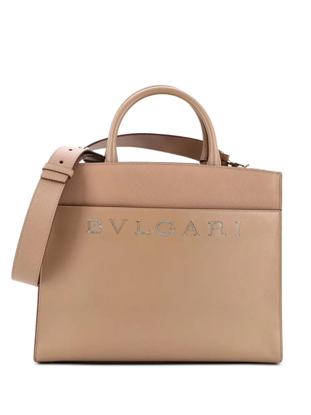 Bvlgari Pre-Owned Mittelgroße Tote Bag Umhängetasche aus Leder mit Logo - Nude