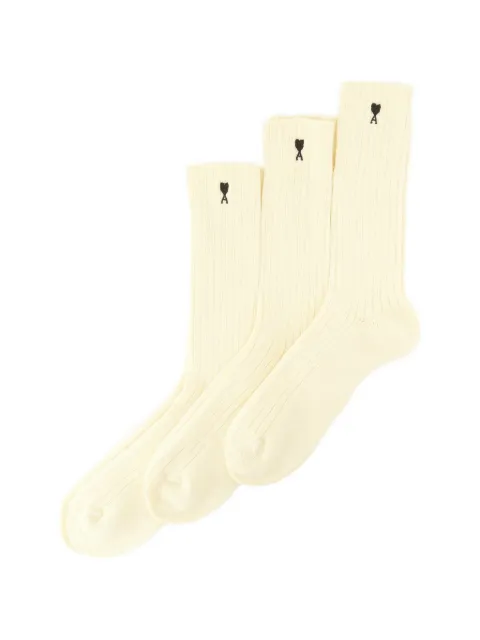 AMI Paris Ami de Coeur ribbed socks (set of three)