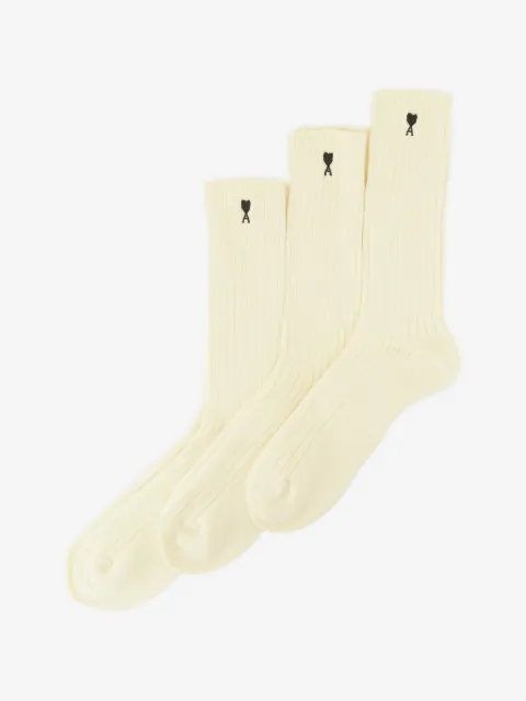 AMI Paris Ami de Coeur ribbed socks (set of three)