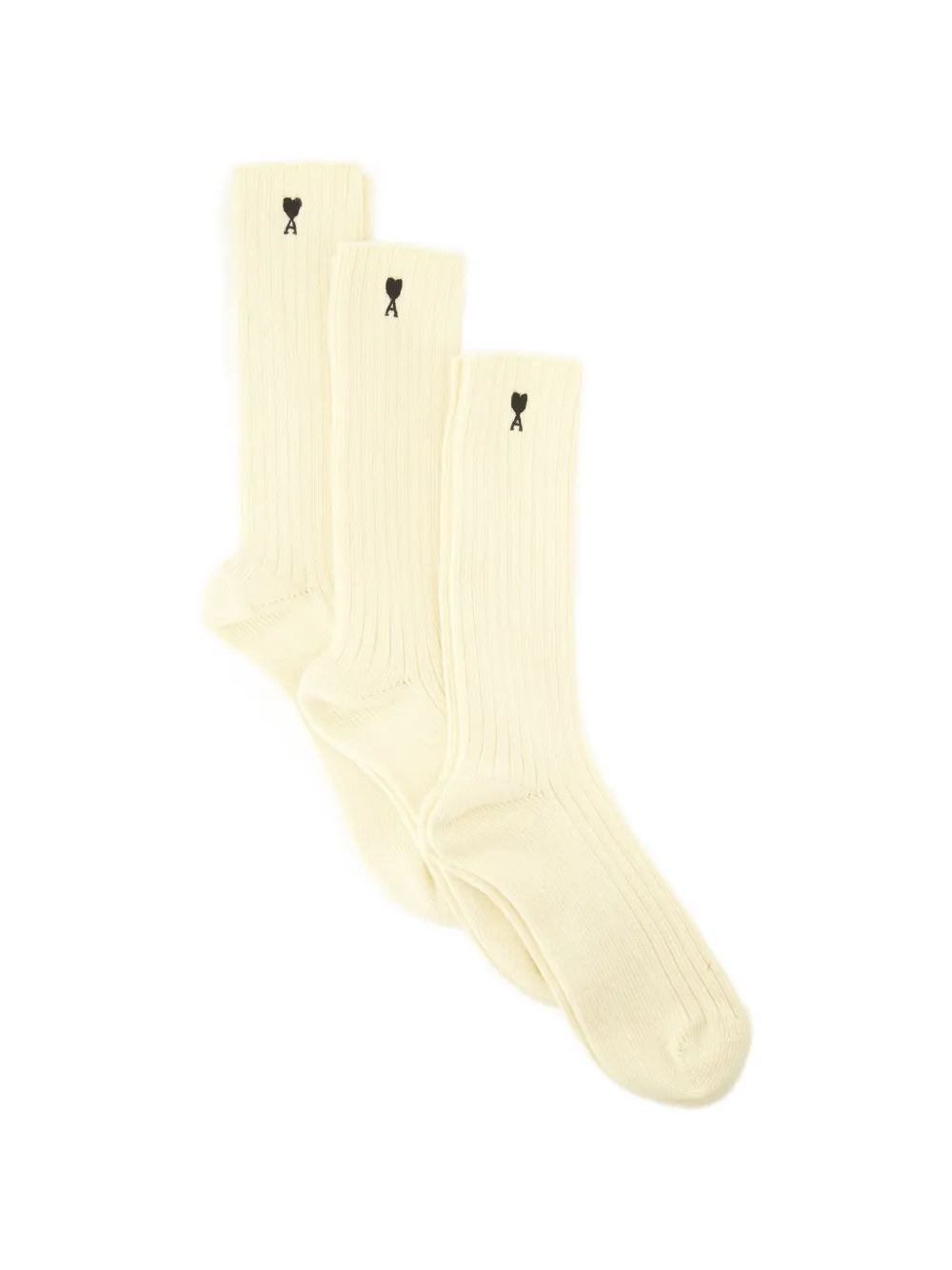 AMI Paris Ami de Coeur ribbed socks (set of three) Beige