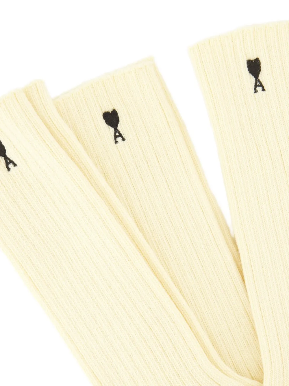 AMI Paris Ami de Coeur ribbed socks (set of three) Beige