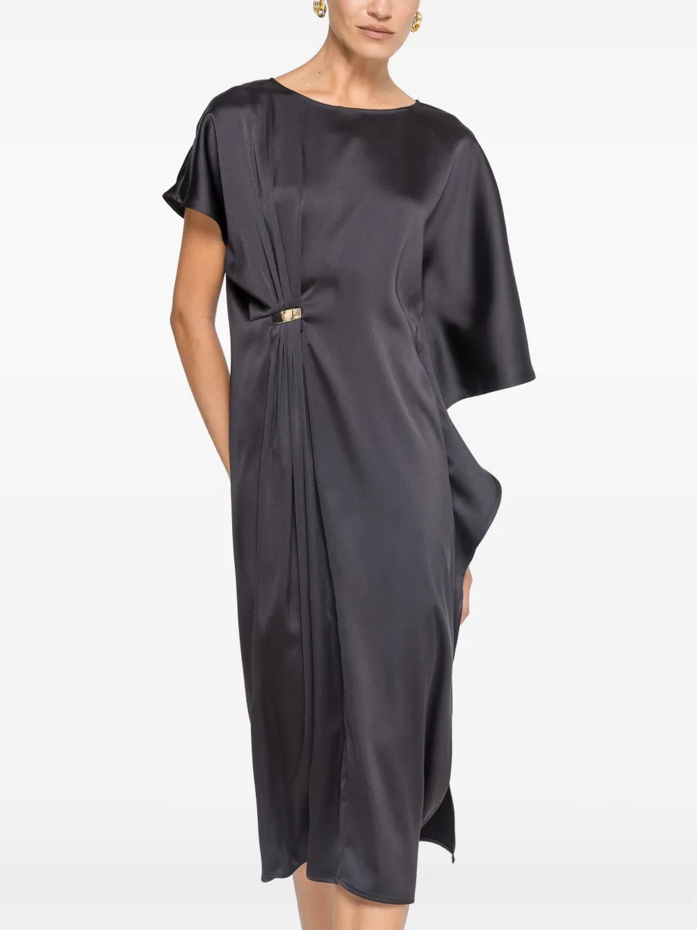 NISSA satin-effect midi dress - Nero