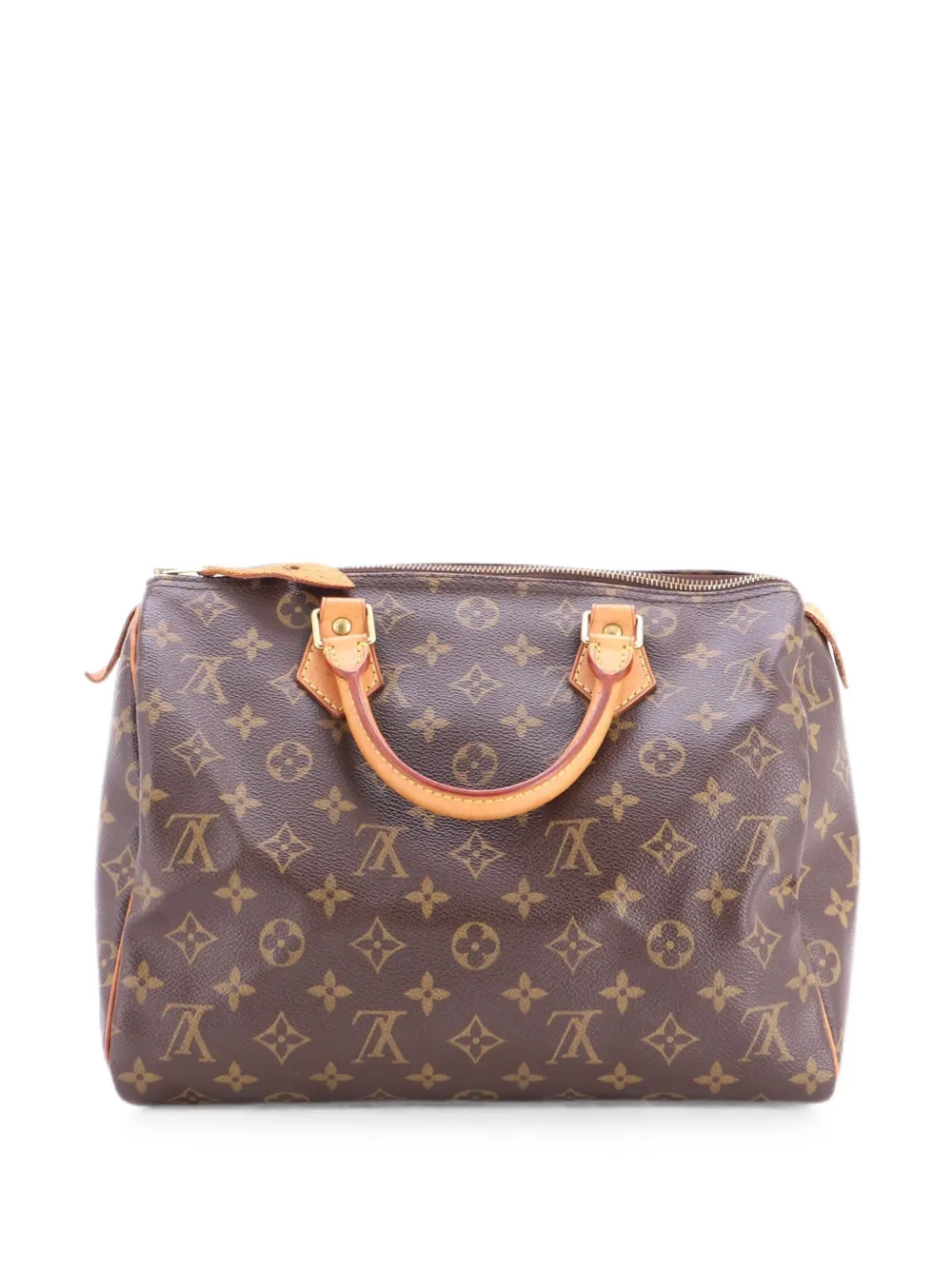 Pre-owned Louis Vuitton Speedy Handbag Monogram Canvas 30 Satchel In Brown