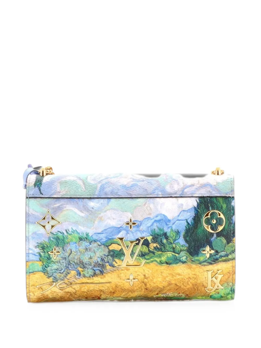 Pre-owned Louis Vuitton Chain Wallet Limited Edition Jeff Koons Van Gogh Print Canvas Crossbody Bag In Multicolour