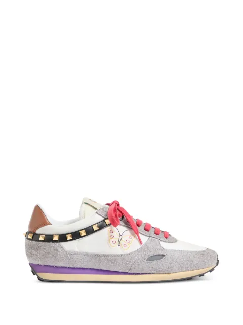 Valentino Garavani Stud Up sneakers in split leather and nylon with butterfly embroidery