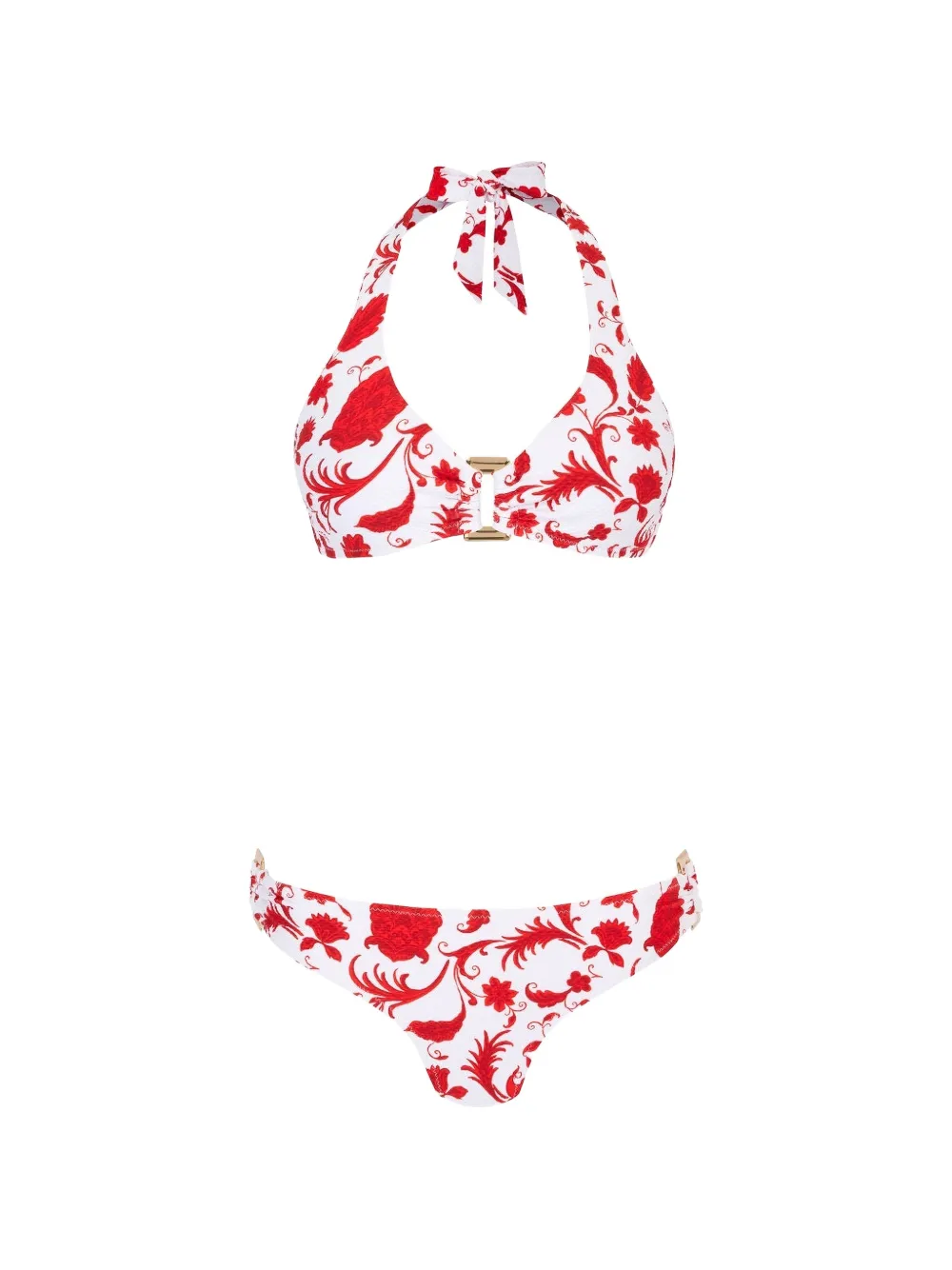 Heidi Klein Evia floral-print halterneck bikini - Bianco