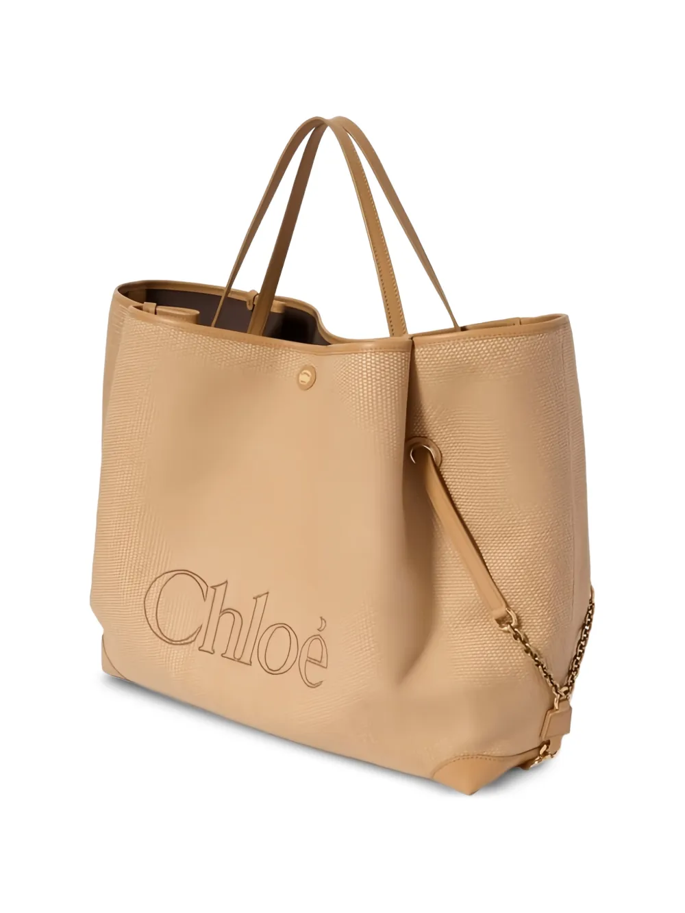 Chloé Grote Clover dubbele shoppr met raffia-effect Beige
