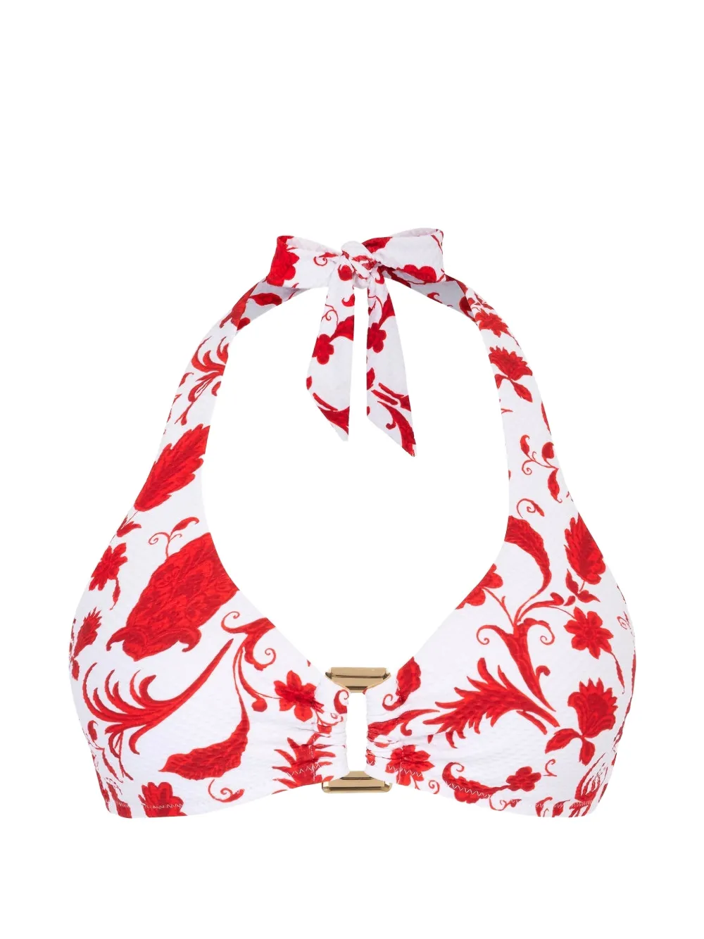 Heidi Klein Evia floral-print halterneck bikini top - Bianco