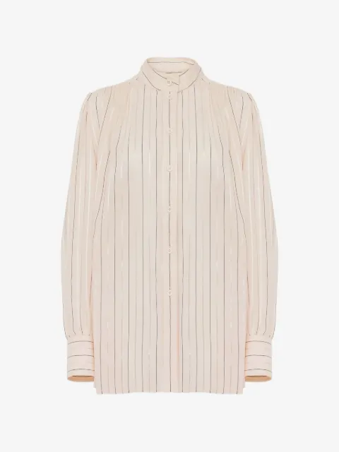 Chloé blusa fruncida en algodón y popelina de seda