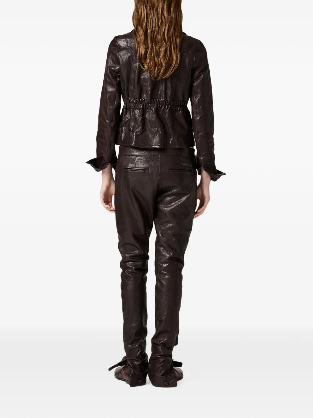 Miu Leren broek Bruin