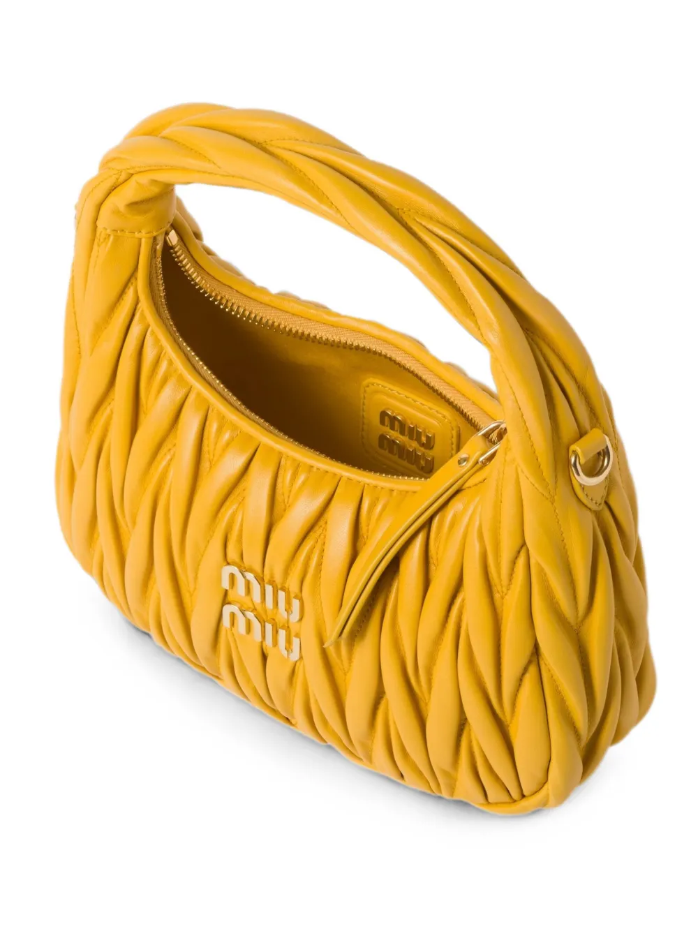 Miu Wander matelassé nappaleren shopper Geel