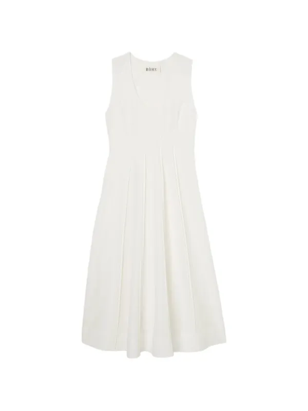 Róhe Sculptural Pleated Midi Dress in White