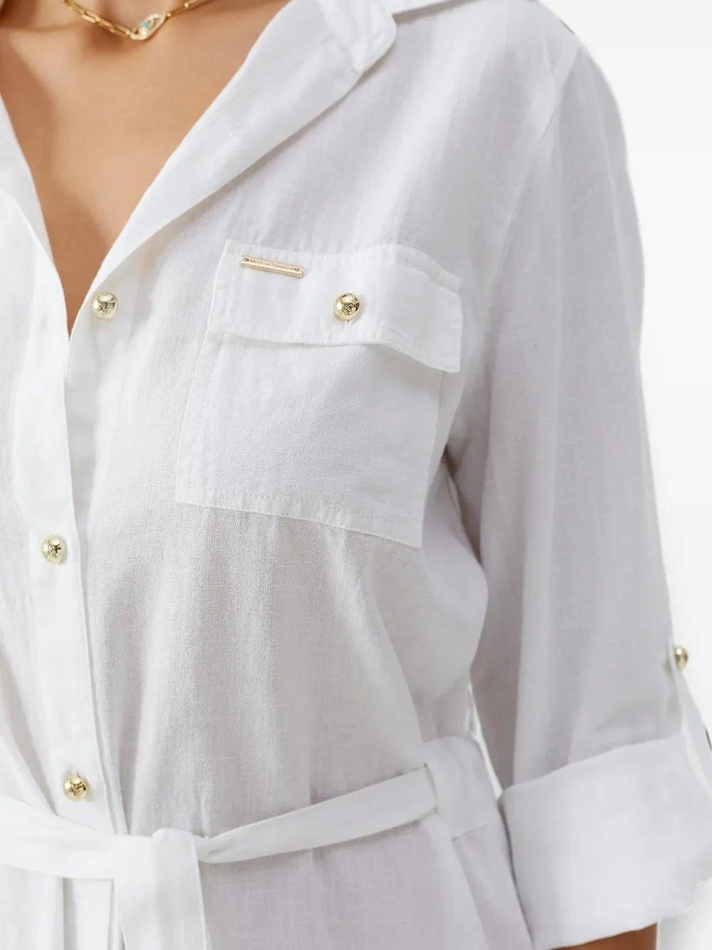 Melissa Odabash Midi-jurk met ceintuur Wit