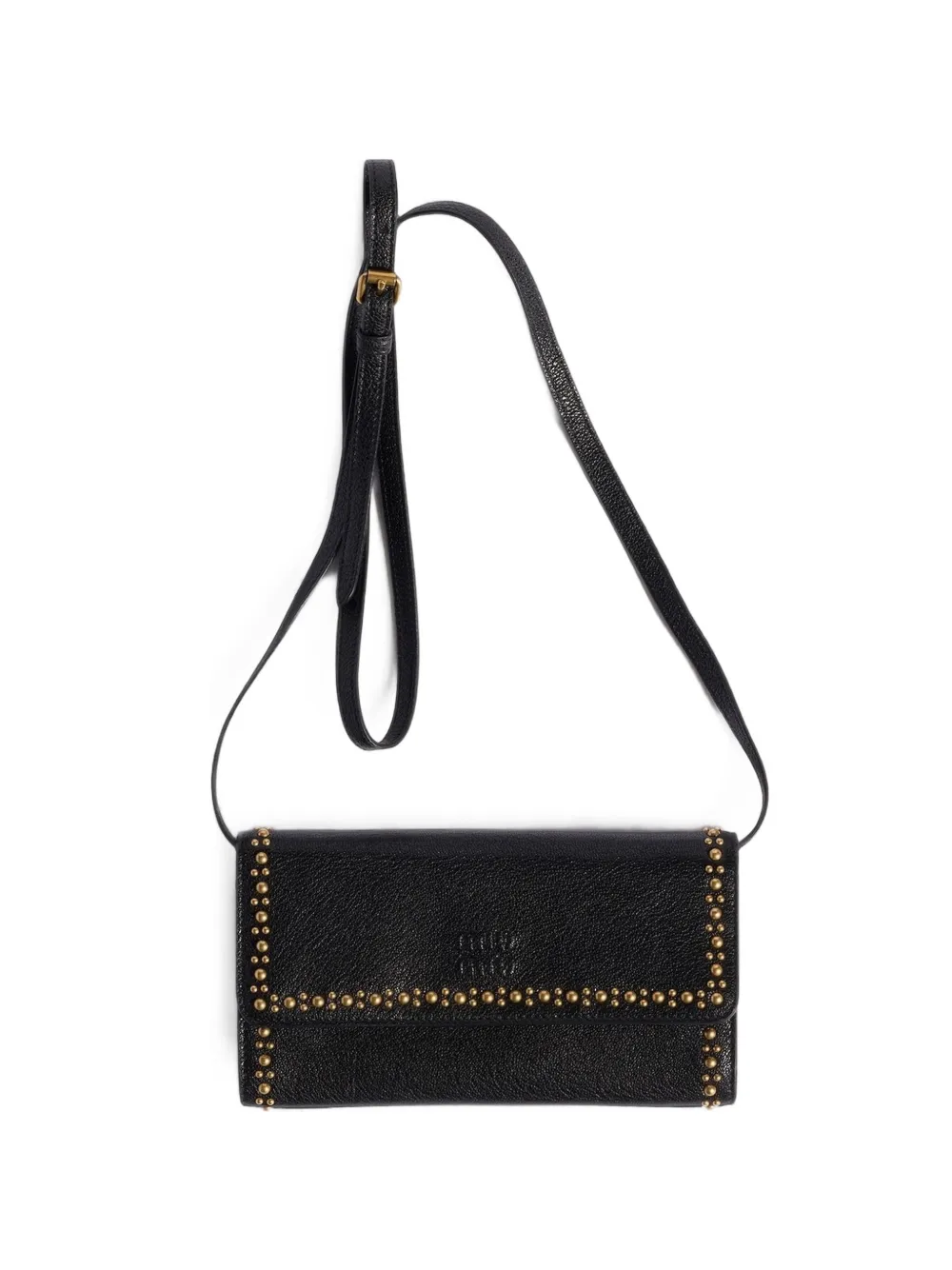 Miu Miu leather wallet with shoulder strap - Nero
