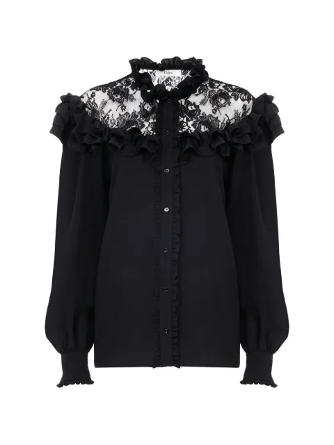 Chloé blusa con cuello de tortuga y volantes