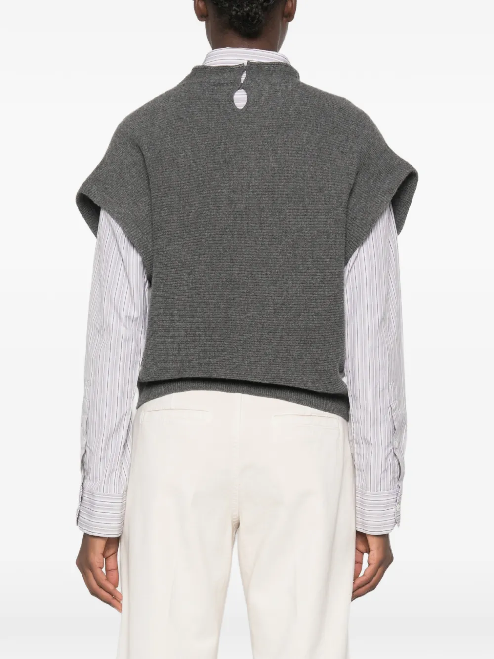 Brunello Cucinelli Ribgebreide spencer Grijs