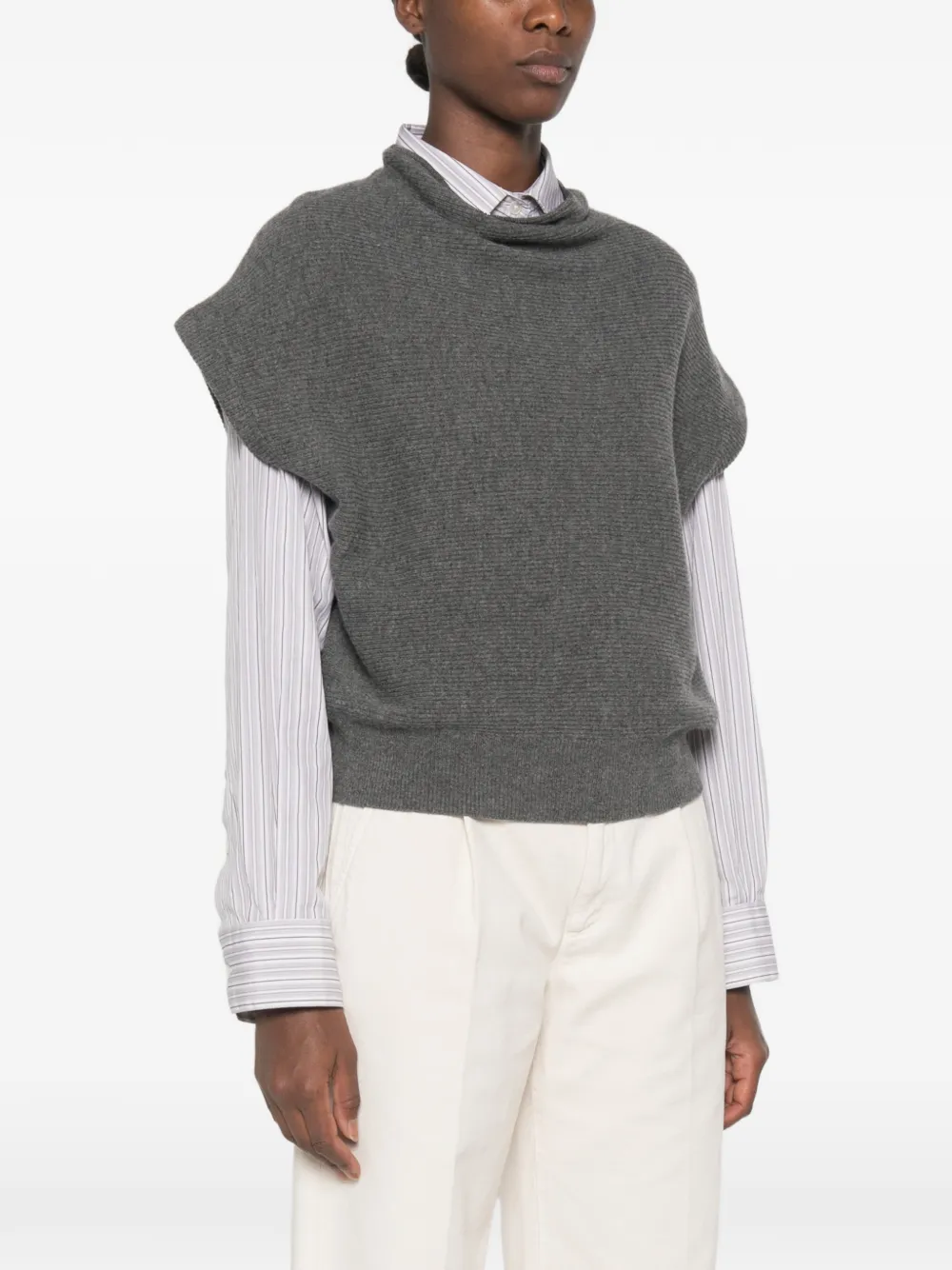 Brunello Cucinelli Ribgebreide spencer Grijs