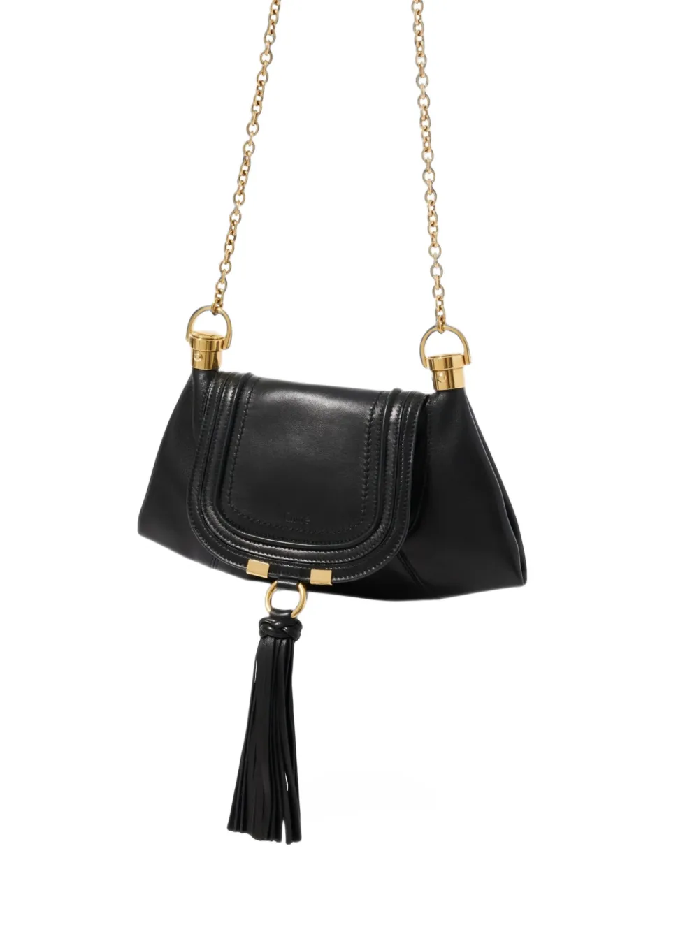 Chloé mini Marcie Foulard chain bag in soft leather Zwart
