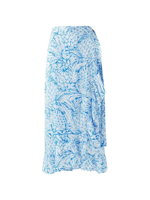Melissa Odabash midi pineapple-print ruffled skirt