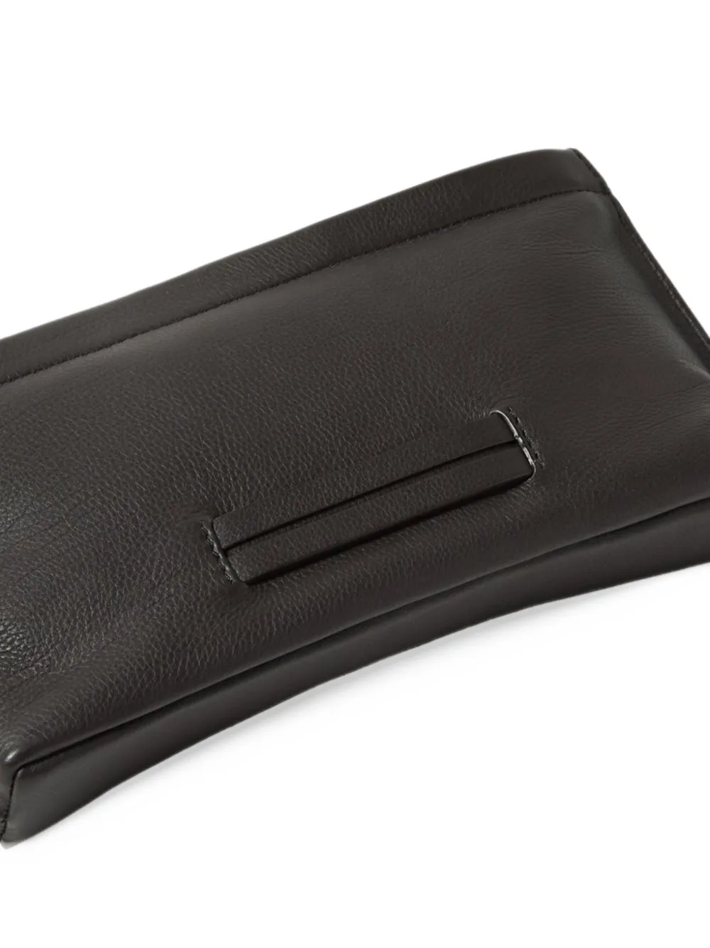 Zegna logo-plaque leather clutch bag Bruin