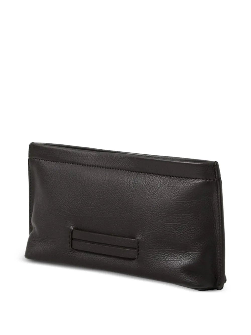 Zegna logo-plaque leather clutch bag Bruin