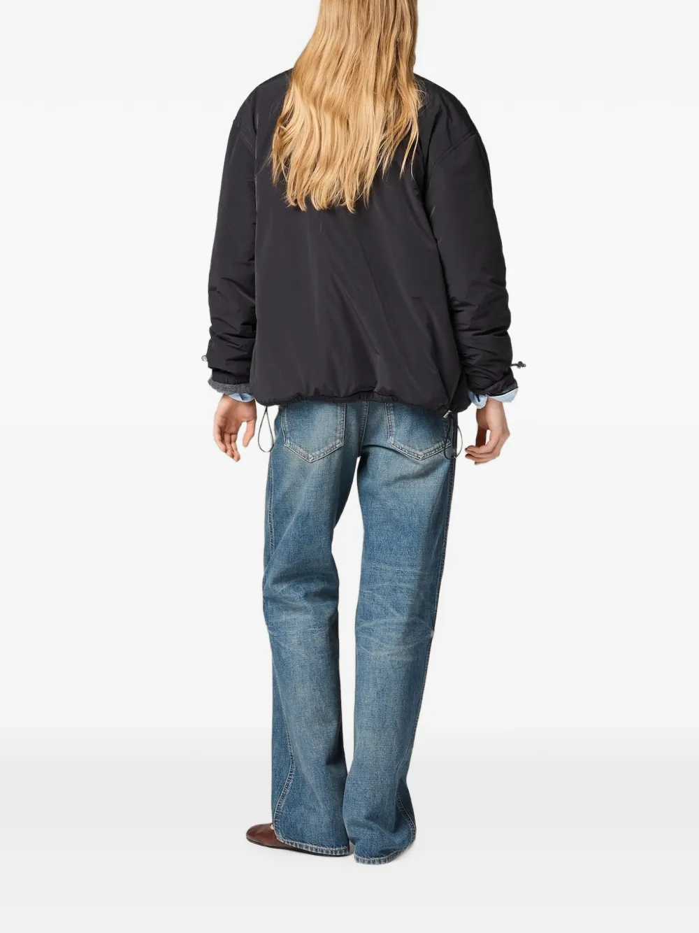 Miu Pongé en fleece jack Zwart