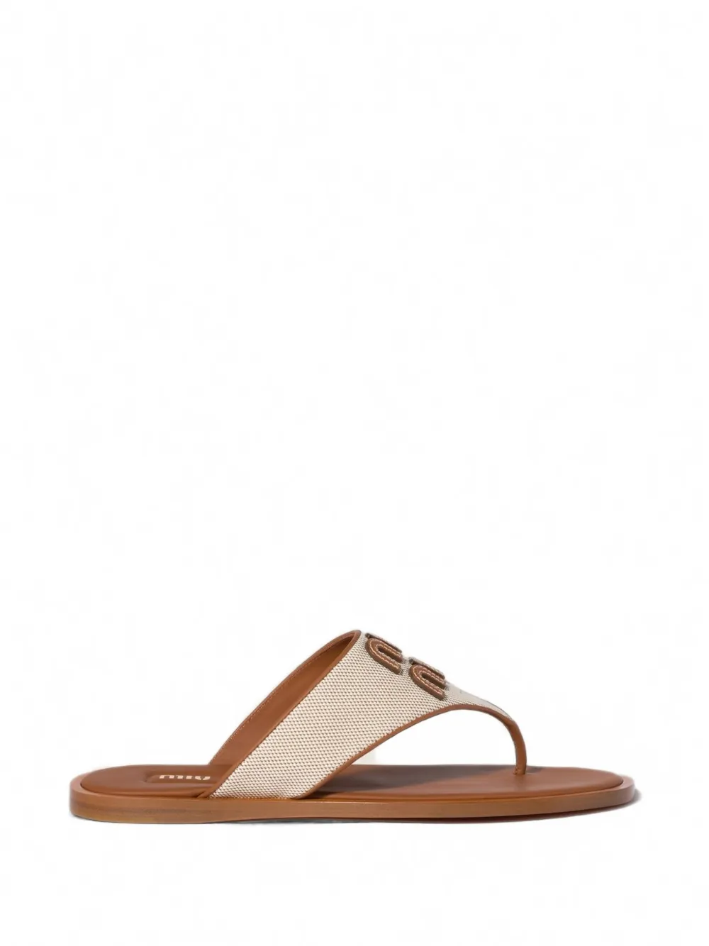 Miu canvas and leather thong sandals Beige