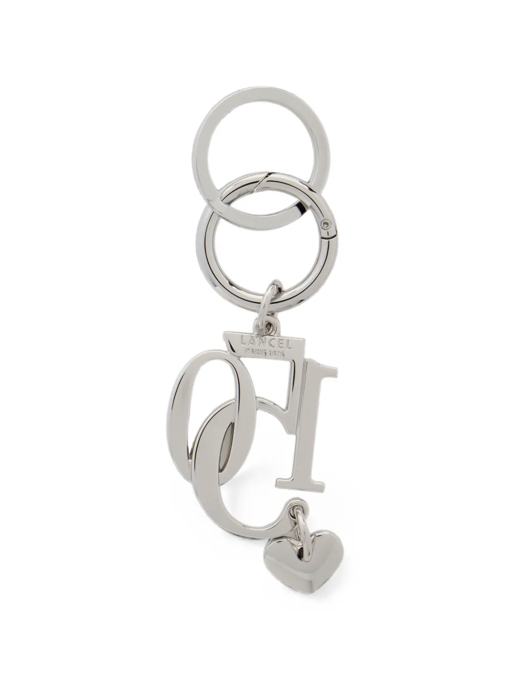 Lancel 150Y sleutelhanger met hart-hanger Zilver